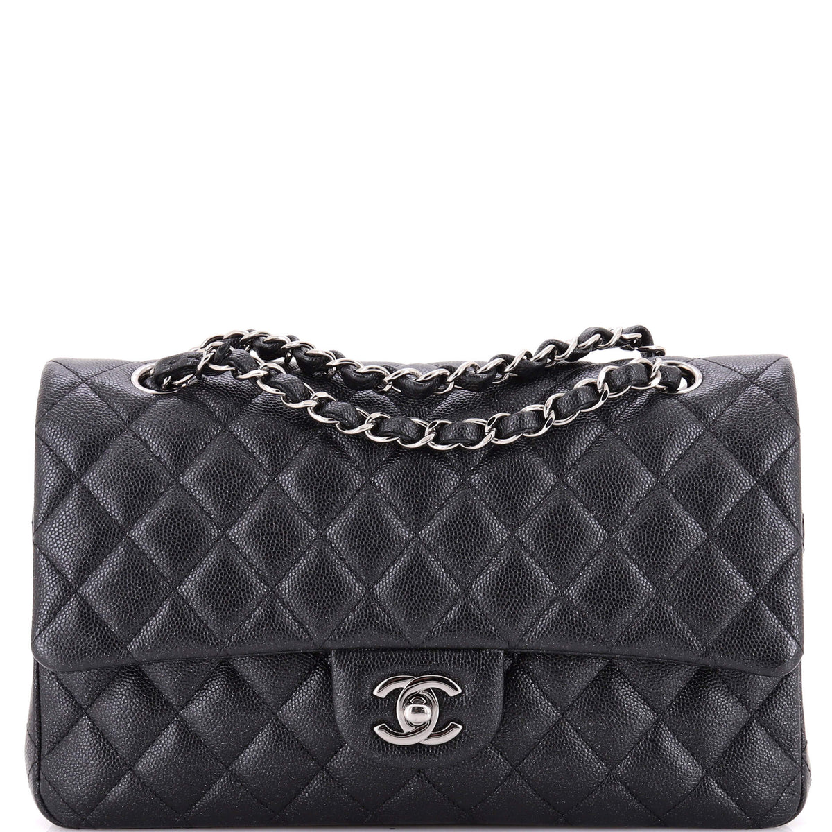 Chanel Classic Double Flap Bag Quilted Iridescent Caviar Medium