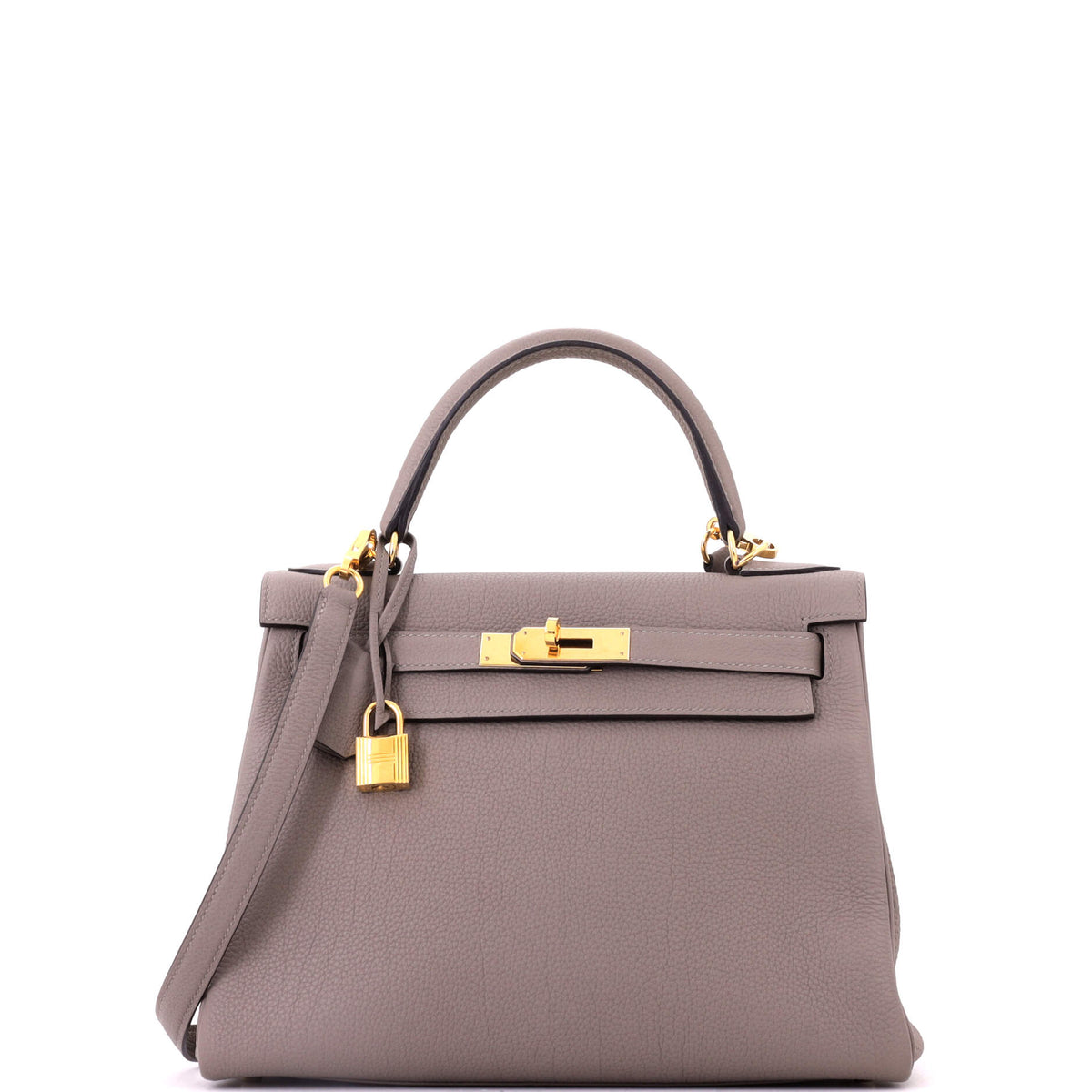 Hermes Kelly Handbag Gris Asphalte Togo with Gold Hardware 28