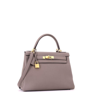 Hermes Kelly Handbag Gris Asphalte Togo with Gold Hardware 28 - view 2