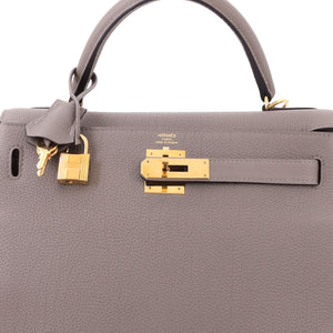 Hermes Kelly Handbag Gris Asphalte Togo with Gold Hardware 28 - view 5
