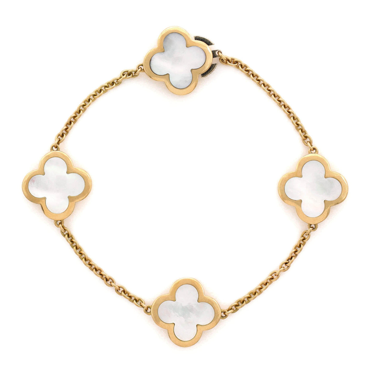 Van Cleef & Arpels Pure Alhambra 4 Motifs Bracelet 18K Yellow Gold with Mother of Pearl
