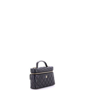 Chanel Classic Top Handle Slim Vanity Case with Chain Quilted Caviar Small - view 2