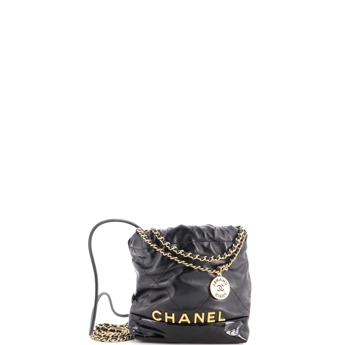 Chanel 22 Chain Hobo Quilted Lambskin and Patent Mini