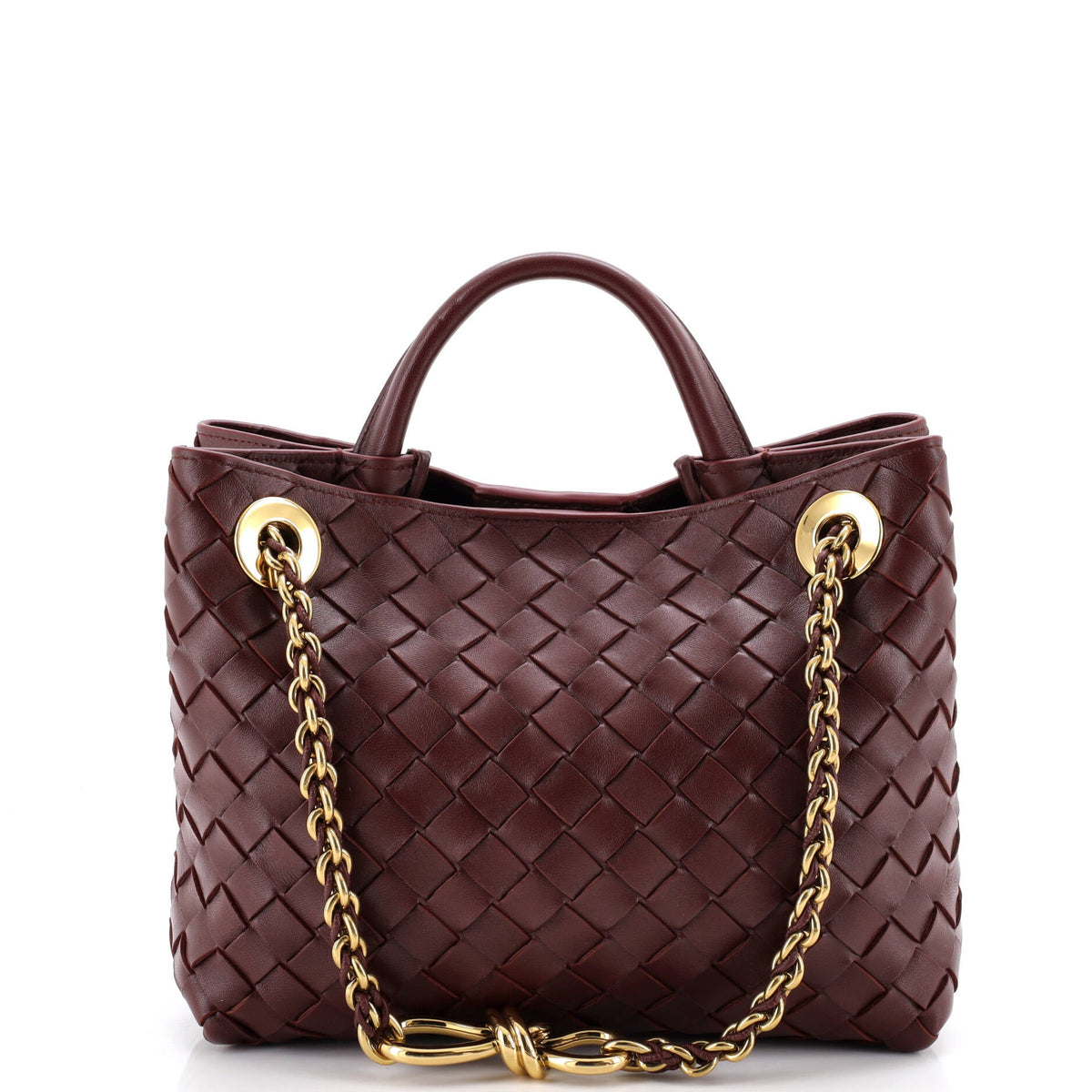 Bottega Veneta Andiamo Chain Top Handle Bag Intrecciato Nappa Small