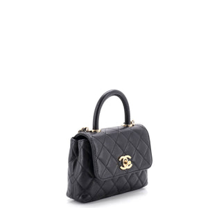 Chanel Coco Top Handle Clutch with Chain Quilted Caviar Mini - view 2