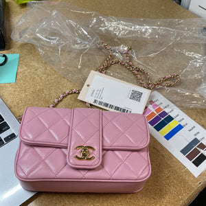 Chanel CC Tab Flap Shoulder Bag Quilted Lambskin Mini - view 6