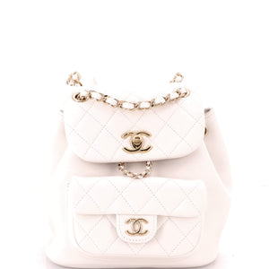 Chanel Duma Drawstring Backpack Quilted Leather Small - view 1