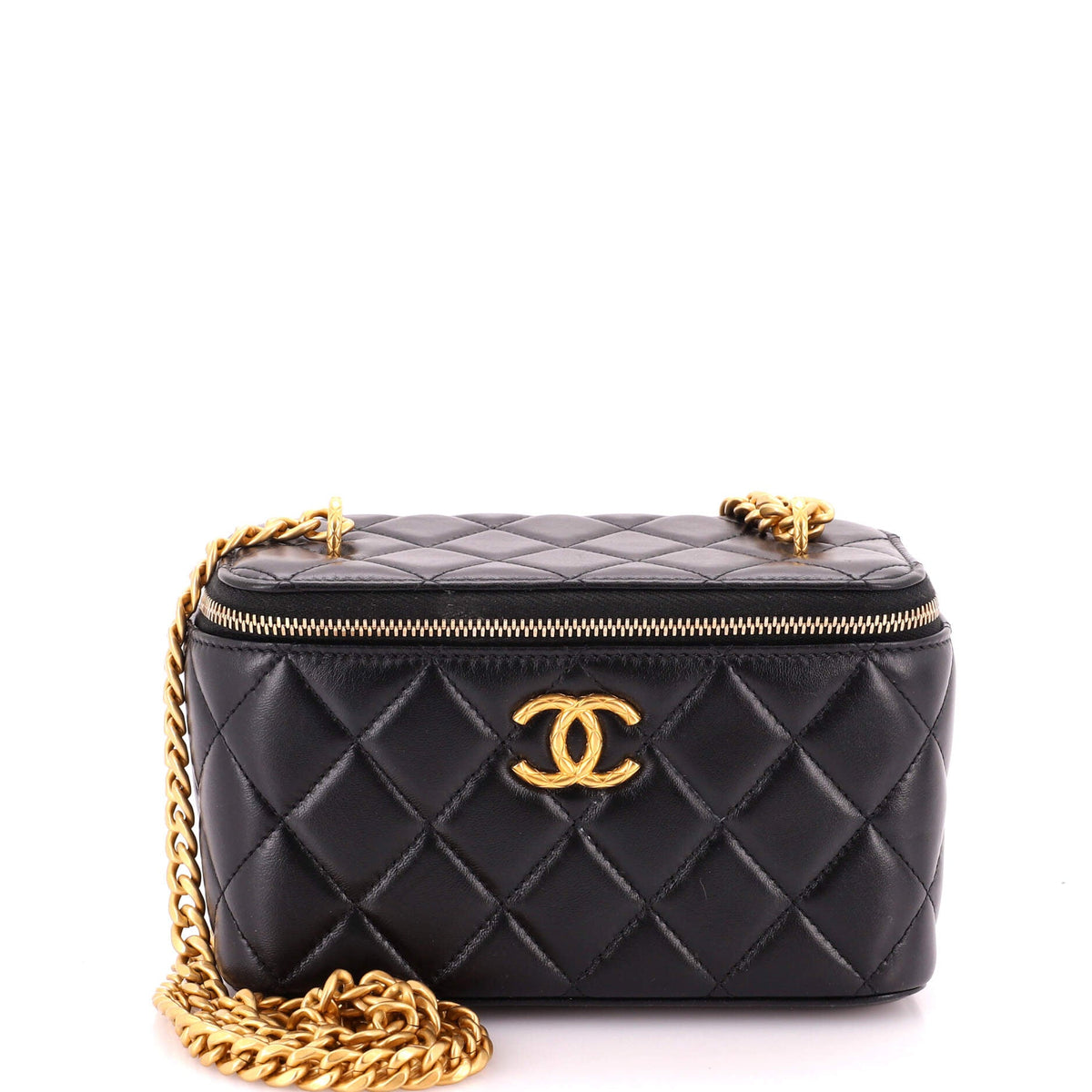 Chanel All Slide Long Vanity Case with Chain Quilted Lambskin Small
