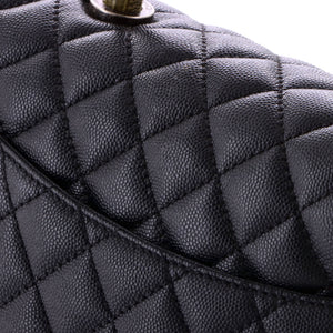 Chanel Coco Top Handle Bag Quilted Caviar with Lizard Medium - view 6