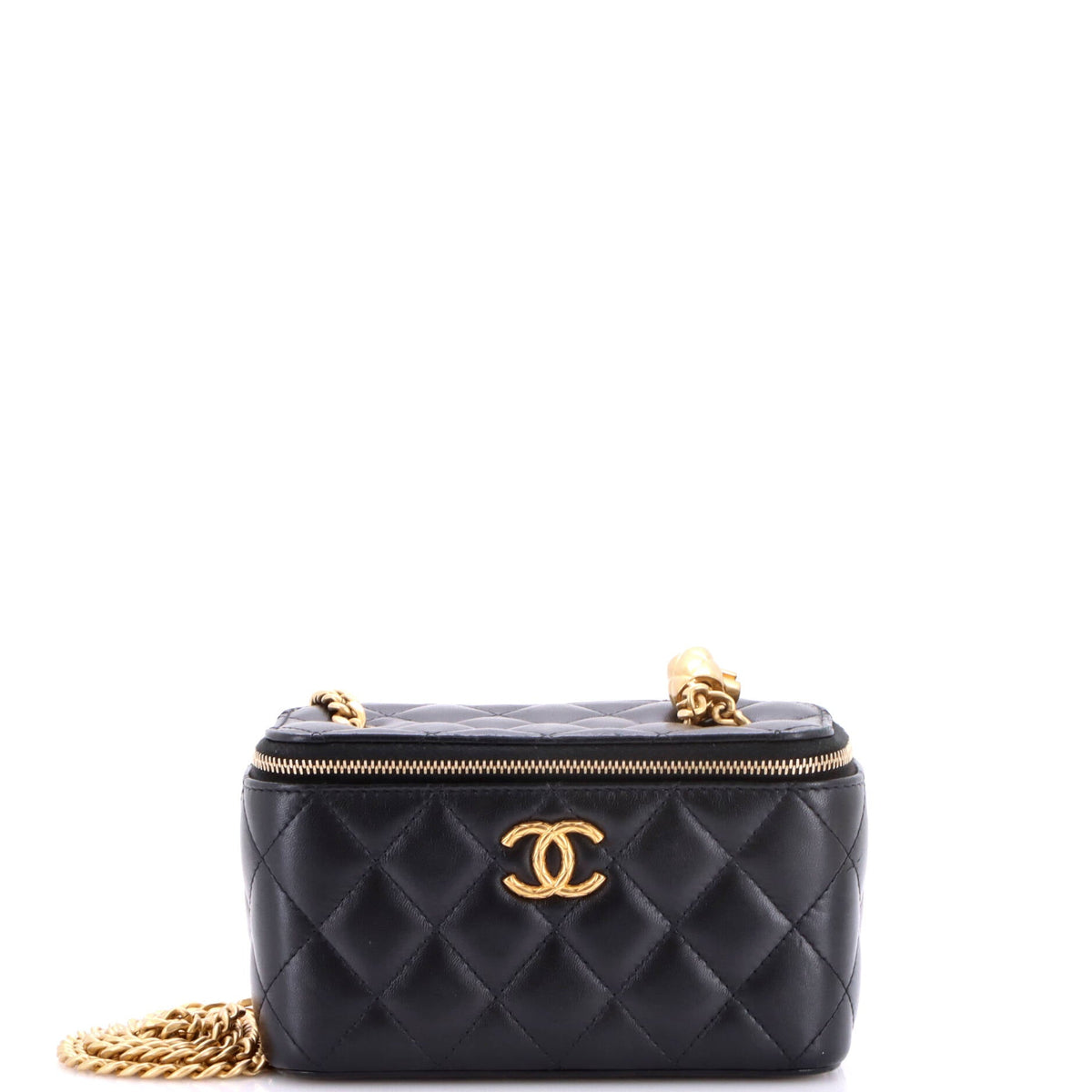 Chanel All Slide Long Vanity Case with Chain Quilted Lambskin Small