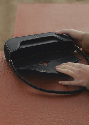 Polène Osmo - Smooth Black with Ecru Stitching - view 5