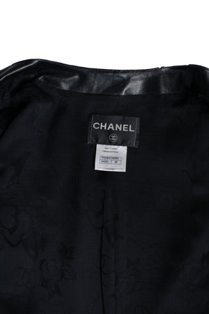 Chanel Women's Chanel black little 4 pocket ruched jacket in leather - view 10