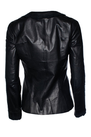 Chanel Women's Chanel black little 4 pocket ruched jacket in leather - view 3