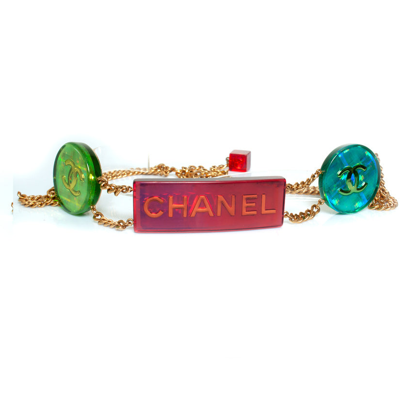 Chanel, multicolor iridescent chain belt
