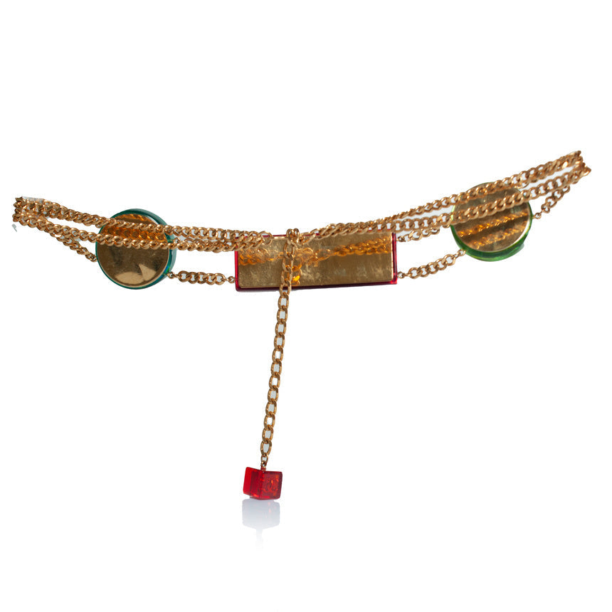 Chanel, multicolor iridescent chain belt
