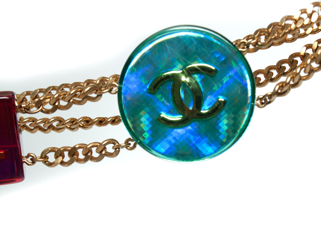 Chanel, multicolor iridescent chain belt