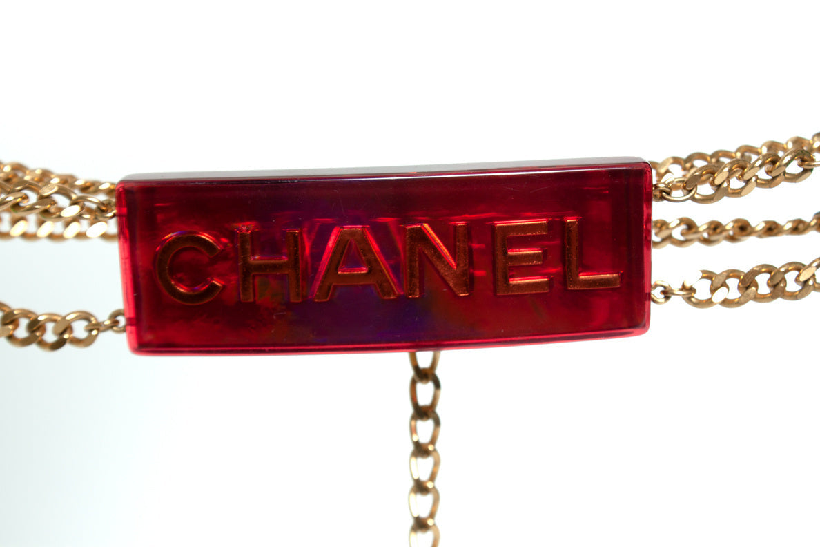 Chanel, multicolor iridescent chain belt