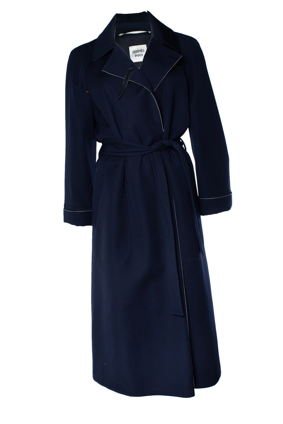 Women's Hermes, blue wool trench coat