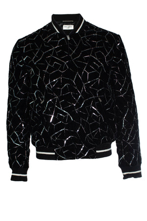 Saint Laurent Men's Saint Laurent, Teddy tangle silver bomber jacket 2019 - view 1