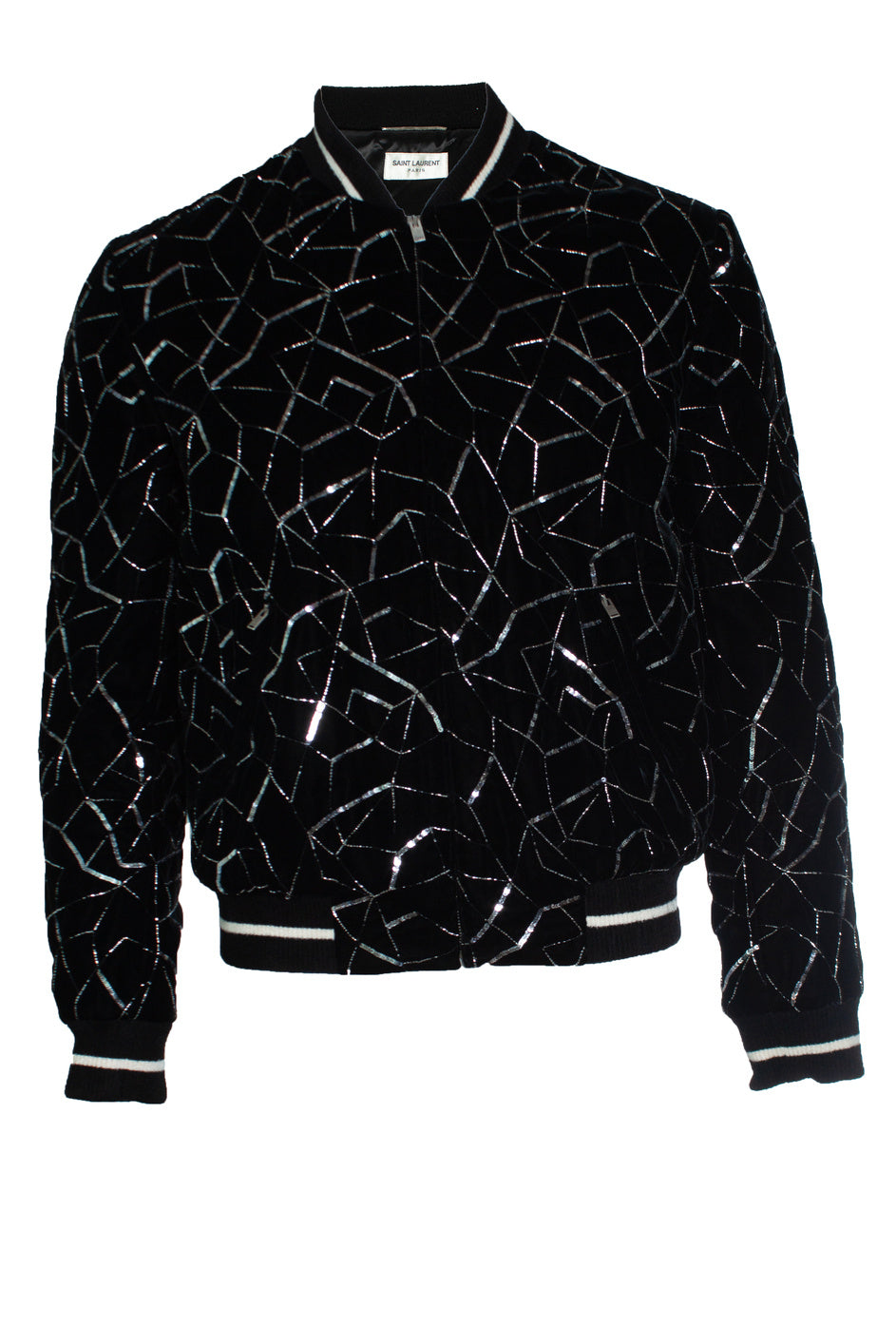 Men's Saint Laurent, Teddy tangle silver bomber jacket 2019