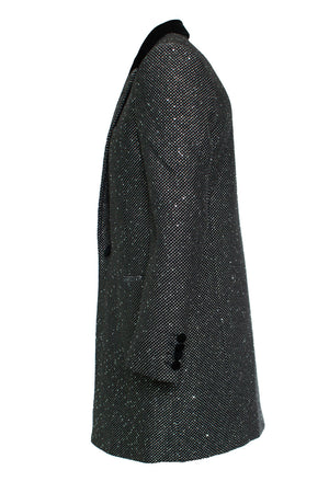 Saint Laurent Men's Saint Laurent, Long glitter sequins blazer jacket - view 2