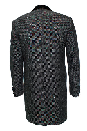 Saint Laurent Men's Saint Laurent, Long glitter sequins blazer jacket - view 3