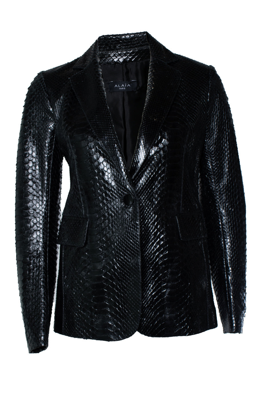 Women's Alaia, black python blazer