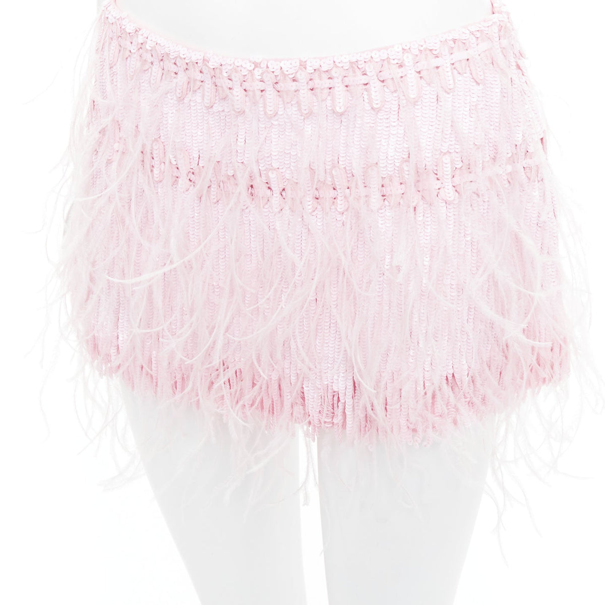 Women's Valentino 2023 Silk Sequin Ostrich Feather Skirt