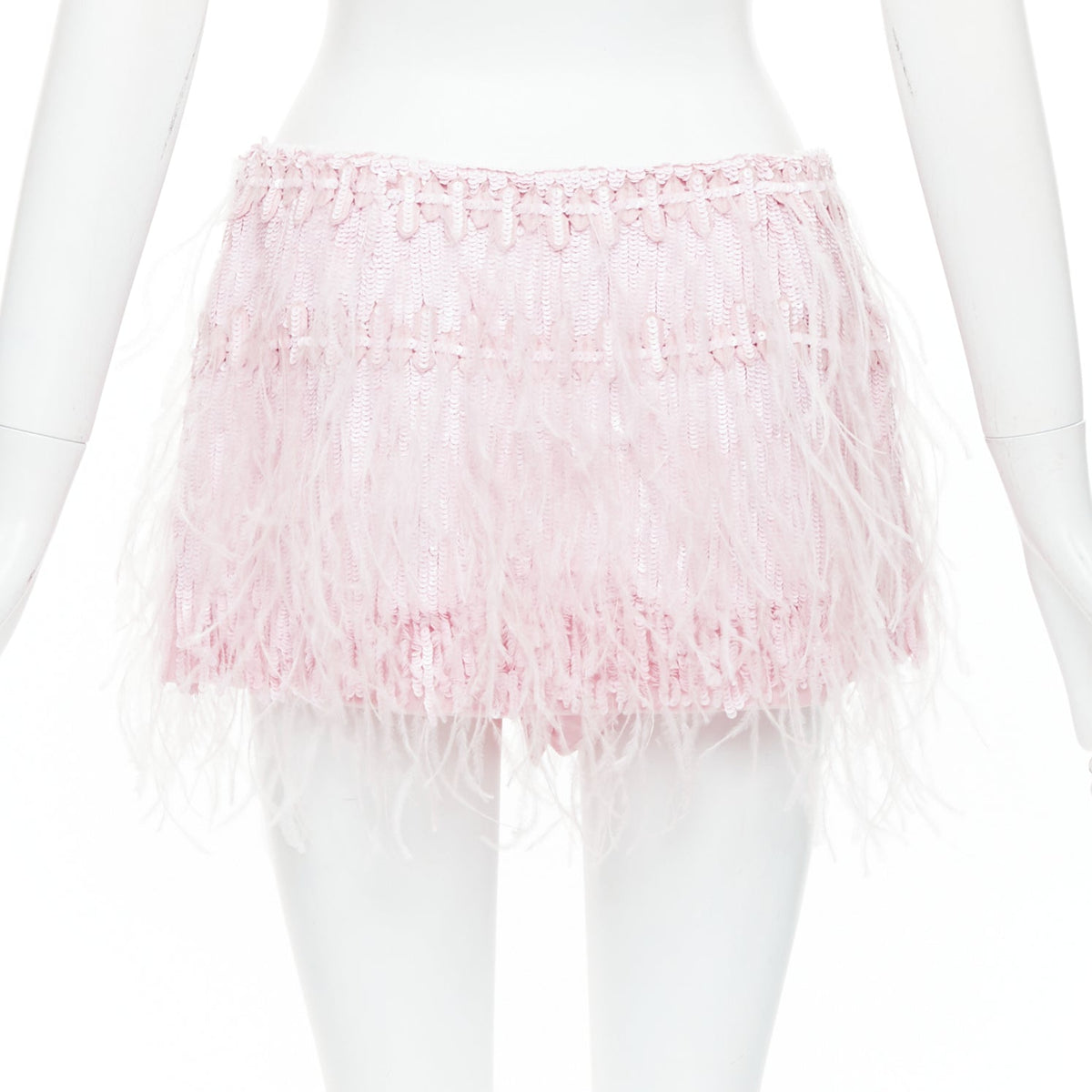 Women's Valentino 2023 Silk Sequin Ostrich Feather Skirt