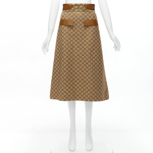 Gucci Women's Gucci Monogram Leather Horsebit Skirt - view 10