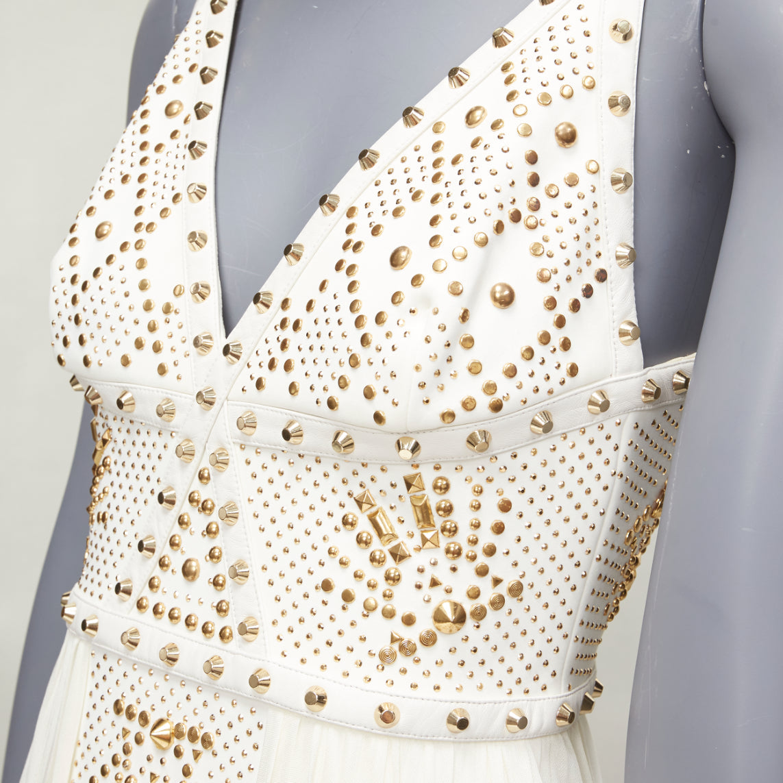 Women's Versace 2011 Runway Studded Leather Dress