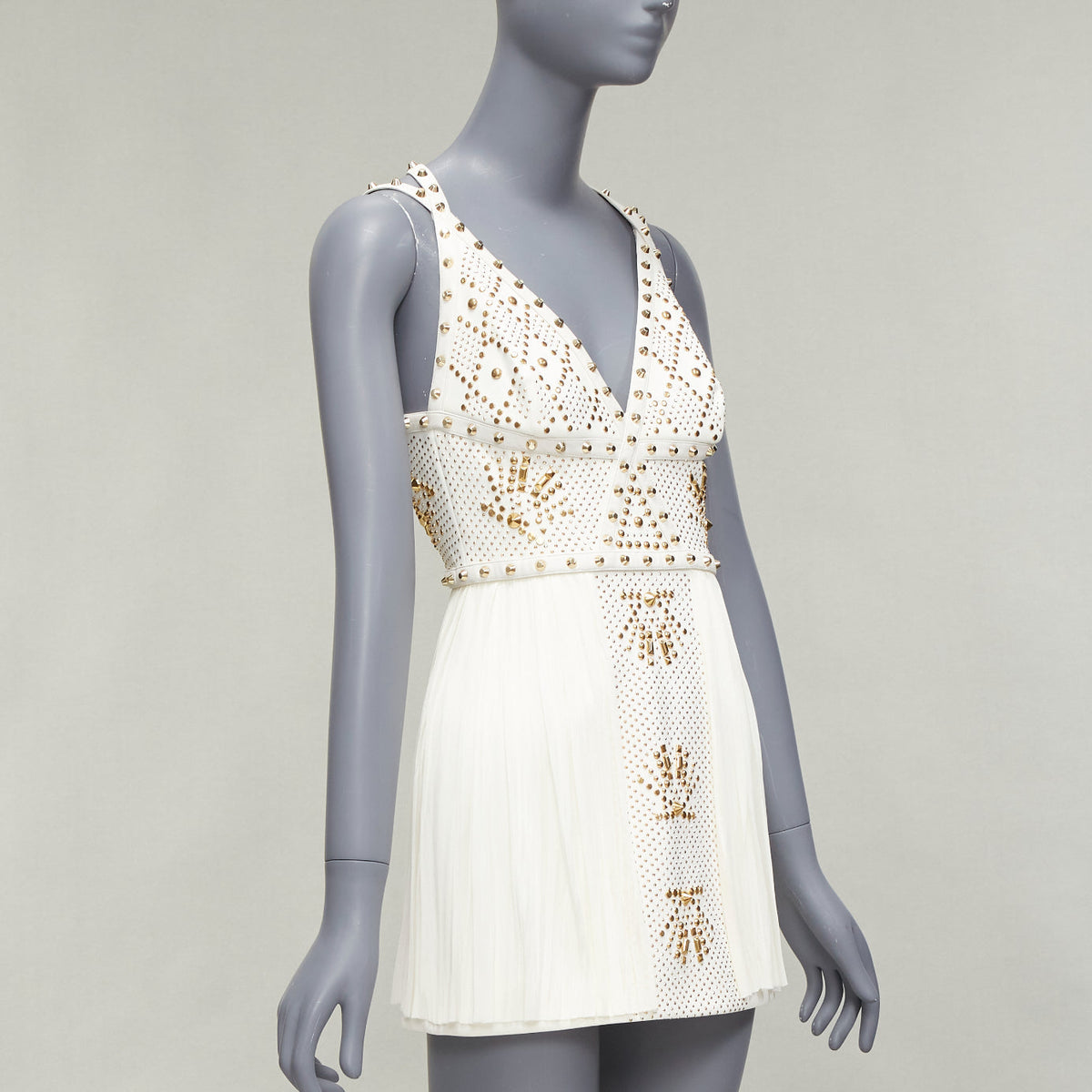 Women's Versace 2011 Runway Studded Leather Dress