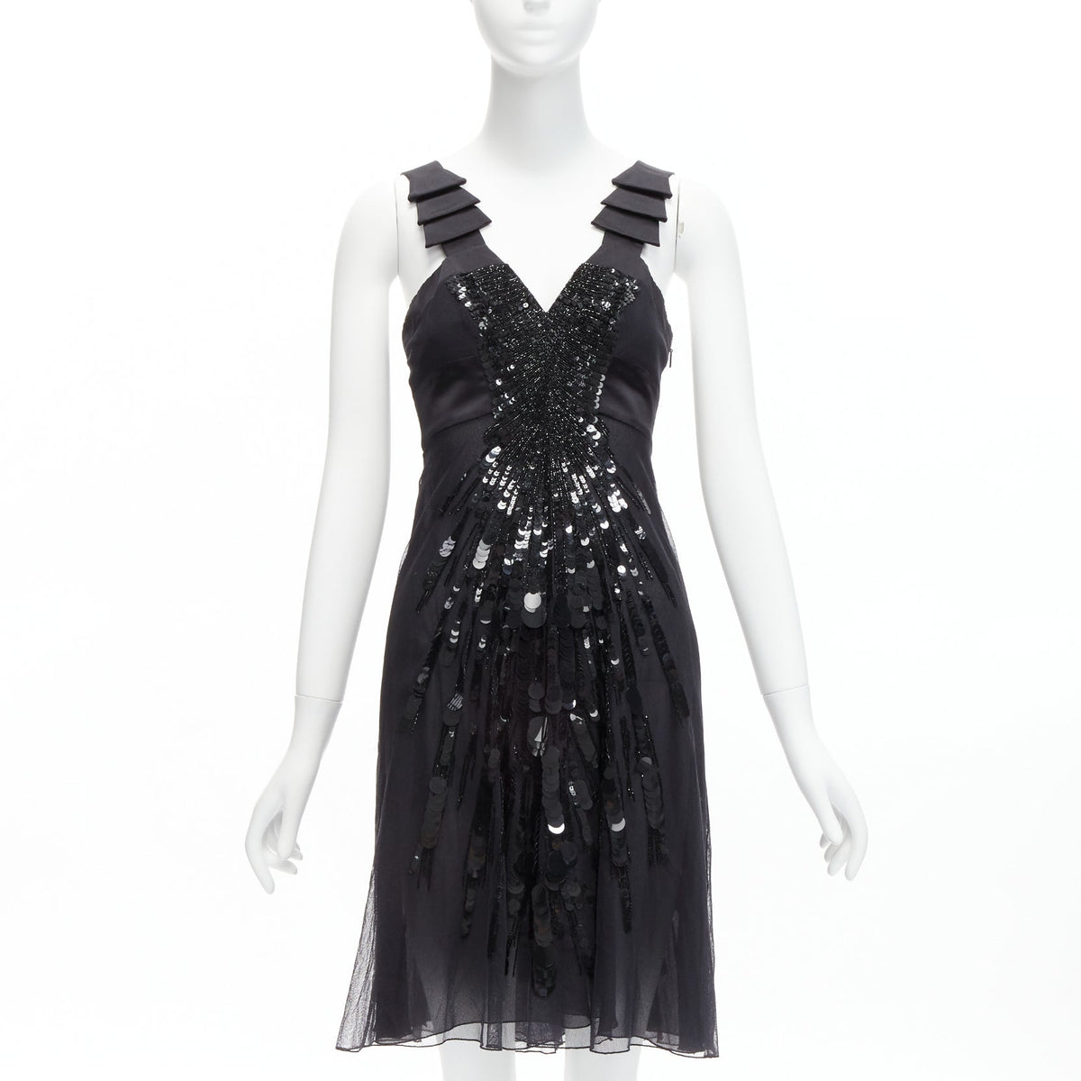 Women's Versace 2008 Sequins Bead Ruffle Strap Dress
