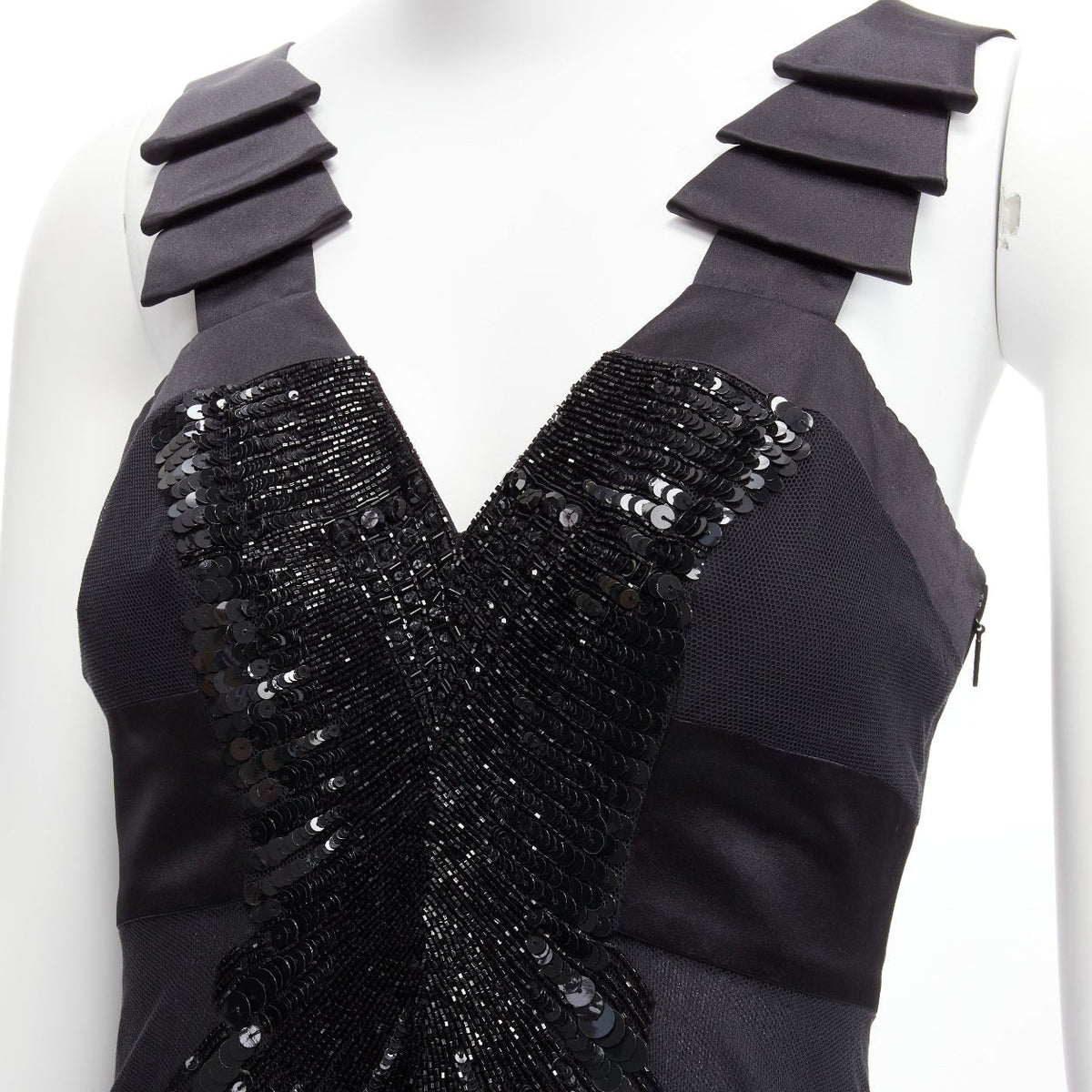 Women's Versace 2008 Sequins Bead Ruffle Strap Dress