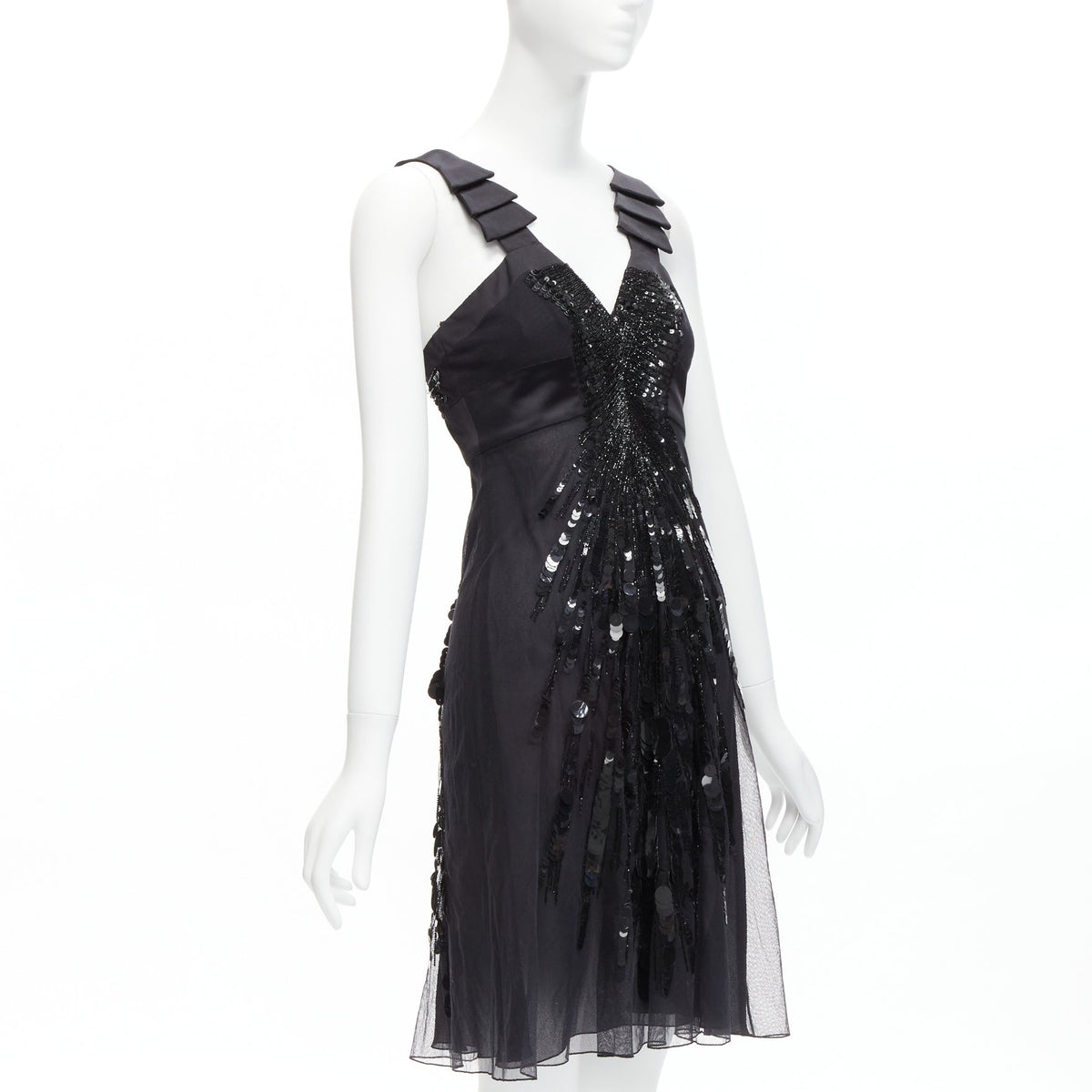 Women's Versace 2008 Sequins Bead Ruffle Strap Dress