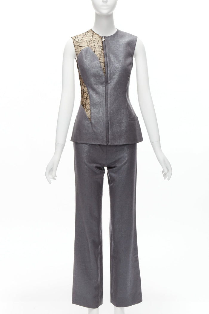 Versace Women's Gianni Versace Lace Mesh Vest Pants Set