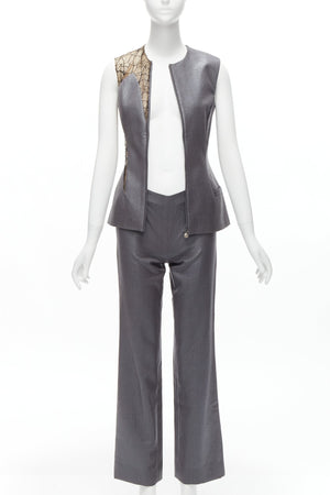 Versace Women's Gianni Versace Lace Mesh Vest Pants Set - view 3