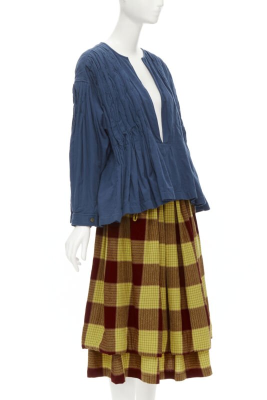 Women's Comme Des Garcons Shirred Checked Skirt