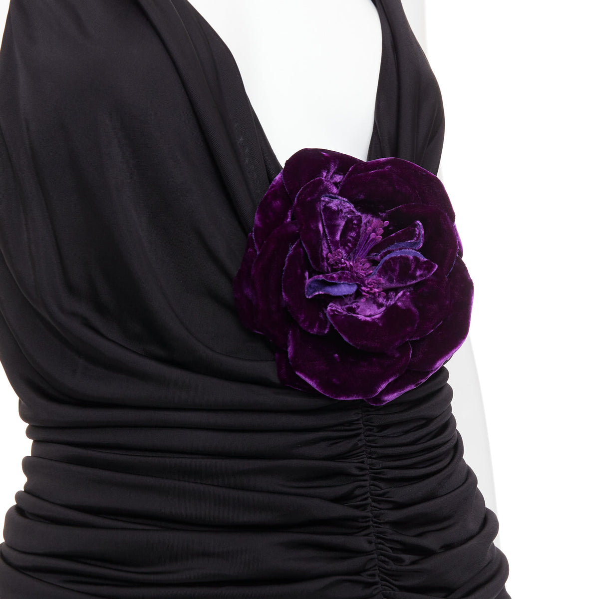Women's Saint Laurent Ruched Plunge Gown