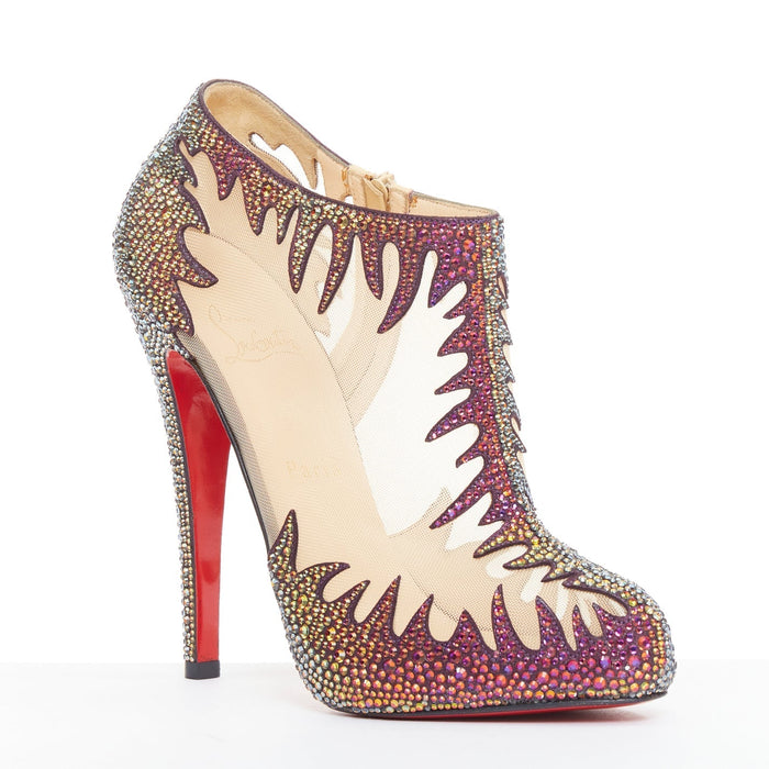 Christian Louboutin Women's Christian Louboutin Suede Crystal Mesh Boots