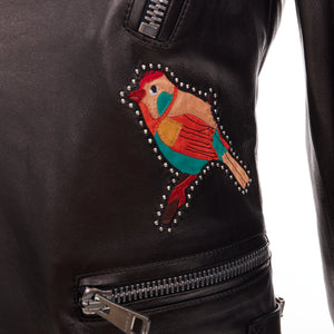 Gucci Women's Gucci Leather Applique Studded Jacket - view 8