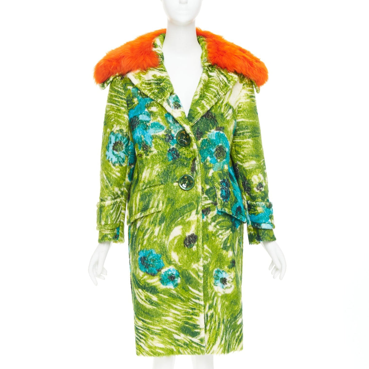 Prada Women's Prada 2017 Alpaca Wool Fur Collar Coat