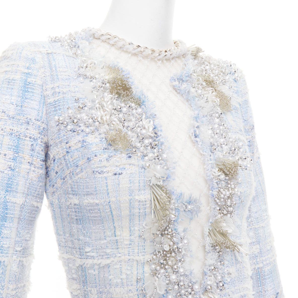 Women's Balmain Tweed Pearl Mesh Dress
