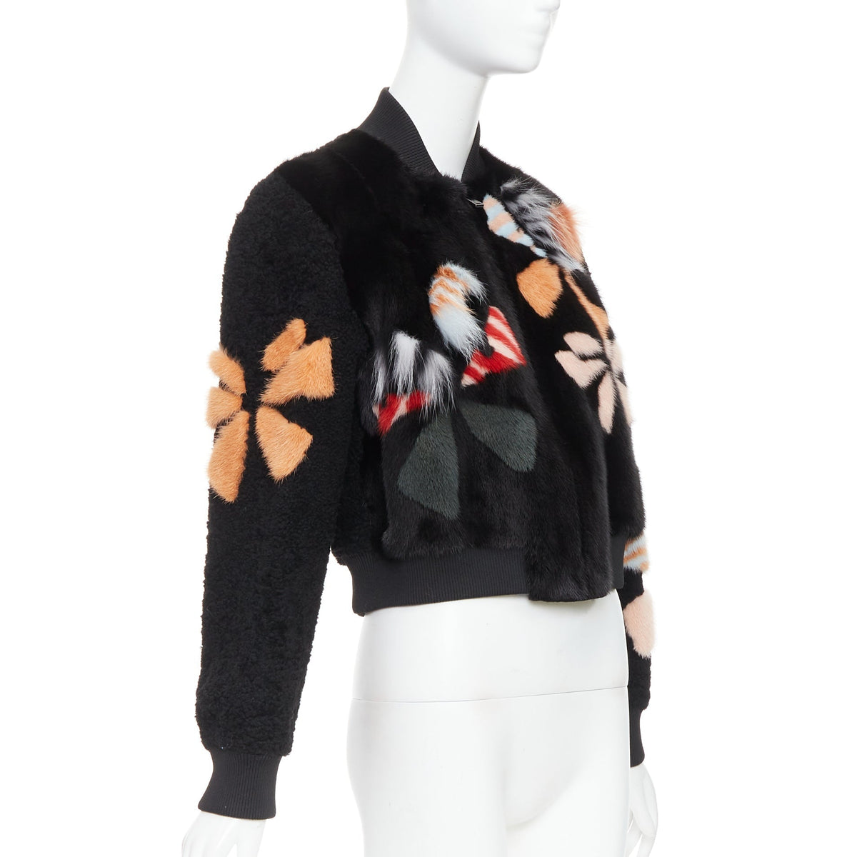 Women's Fendi Floral Fur Leather Bomber Jacket