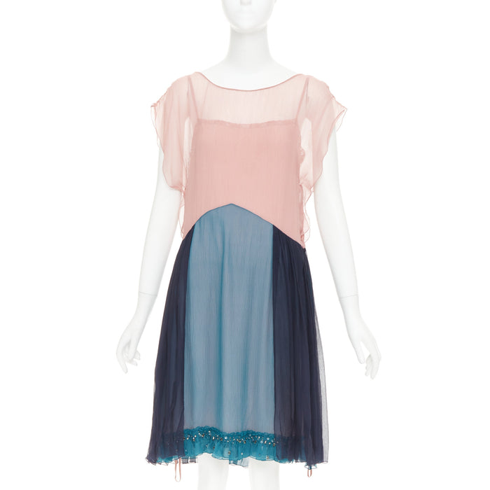 Prada Women's Prada Silk Chiffon Colorblocked Dress