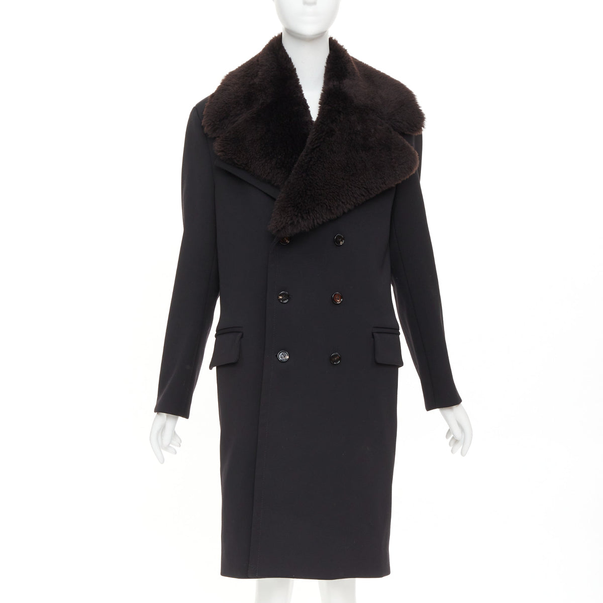 Women's Bottega Veneta Wool Shearling Collar Coat