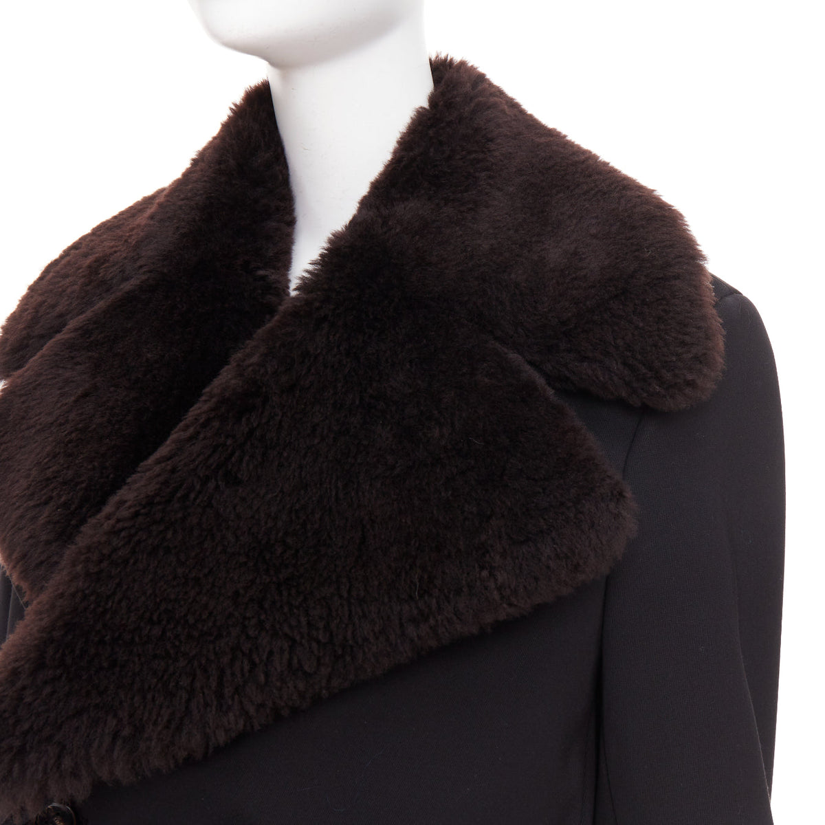 Women's Bottega Veneta Wool Shearling Collar Coat