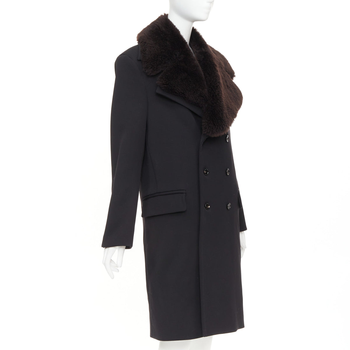 Women's Bottega Veneta Wool Shearling Collar Coat
