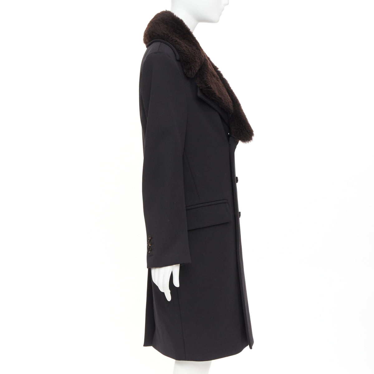 Women's Bottega Veneta Wool Shearling Collar Coat