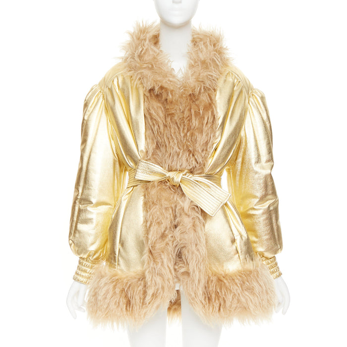 Miu Miu Women's Miu Miu 2019 Leather Mohair Fur Collar Coat